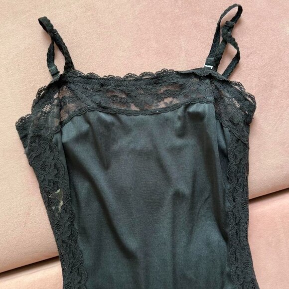 Vintage Black Spandex & Lace Bodysuit - Picture 1 of 5